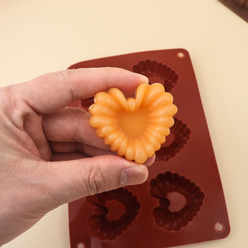 Kitchen Baking Molds - ハート型シリコーンチョコレート型 DIY ベーキングモールド 6 穴アイスグリッドモールドムースソフトキャンディキッチンツール