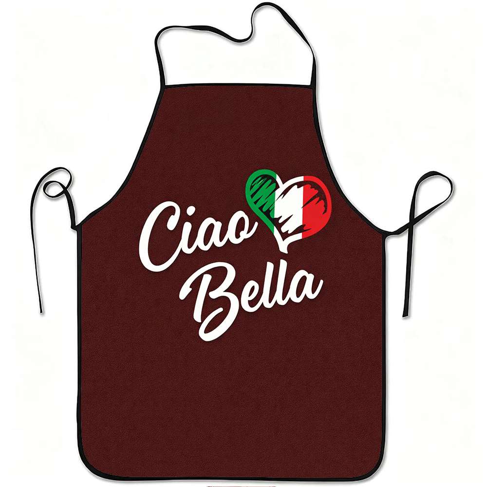 Kitchen Baking Ideas - 1ピースの豊かなイタリアンテーマのエプロン、イタリア語の「Ciao, Bella」の文字が入ったヴィンテージデザインエプロン、ユニセックス、工芸、ベーキング、絵画、キッチンや家庭の掃除、家庭料理、シェフ、ウェイター、カフェ、バーベキューレストランのエプロンに最適、21。 7× 28. 7インチ、家族や友人への完璧なホリデーギフトアイデア