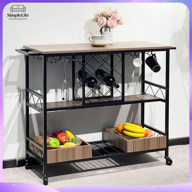 Kitchen Baking Cart - 多機能キッチンカート、収納棚付き、調理、ベーキング、食品の準備、お茶、コーヒー、バー、家庭用ローリングトロリー