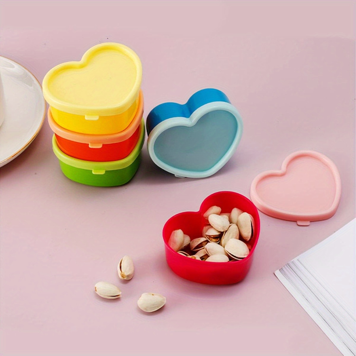 Miniature Baking Kitchen - 5 個ミニランチボックス調味料収納ボックス蓋付き再利用可能なサラダドレッシングジャム容器ポータブルナッツスナックキッチン収納