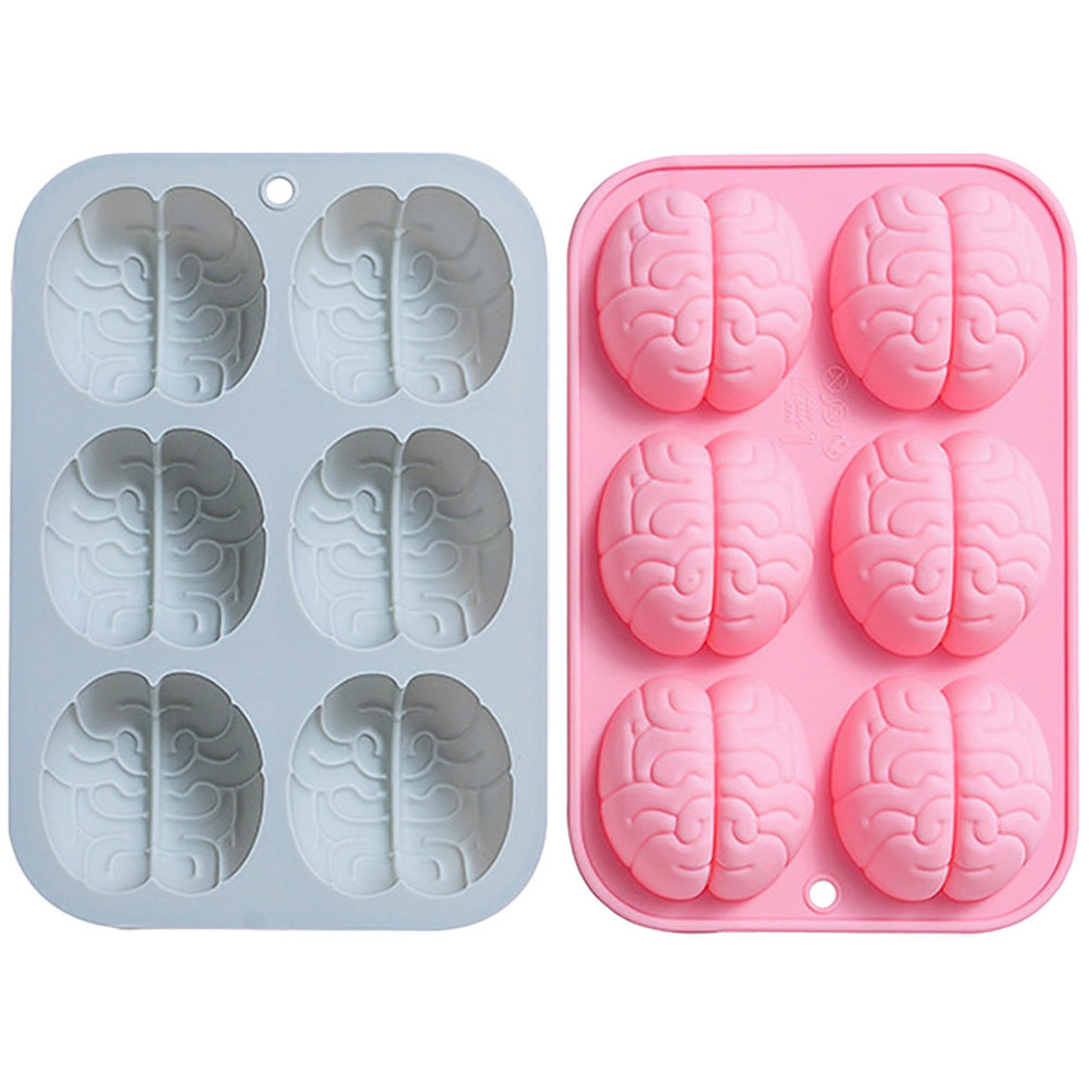 Kitchen Baking Molds - 2個入りシリコン製脳型チョコレートモールド、柔軟なキャンディベーキングDIYケーキフォンダンモールド、クリエイティブなシリコン製ベーキングモールド、キッチンチョコレート