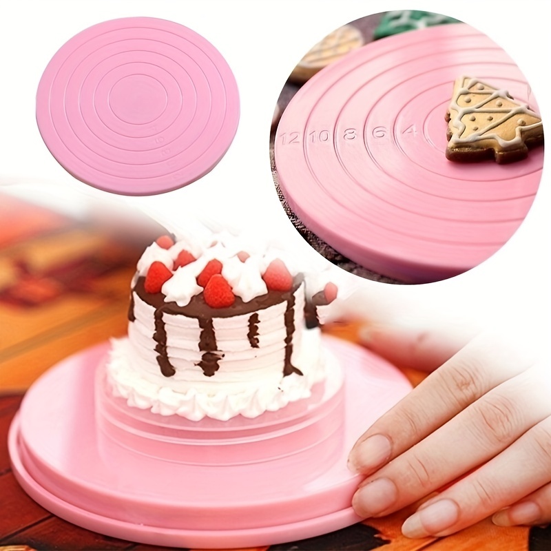 Kitchen Baking Table - 1pc 回転ケーキターンテーブル回転ケーキロータリーテーブルミニプラスチックフォンダンケーキターンテーブル回転プラットフォームラウンドクッキースタンド