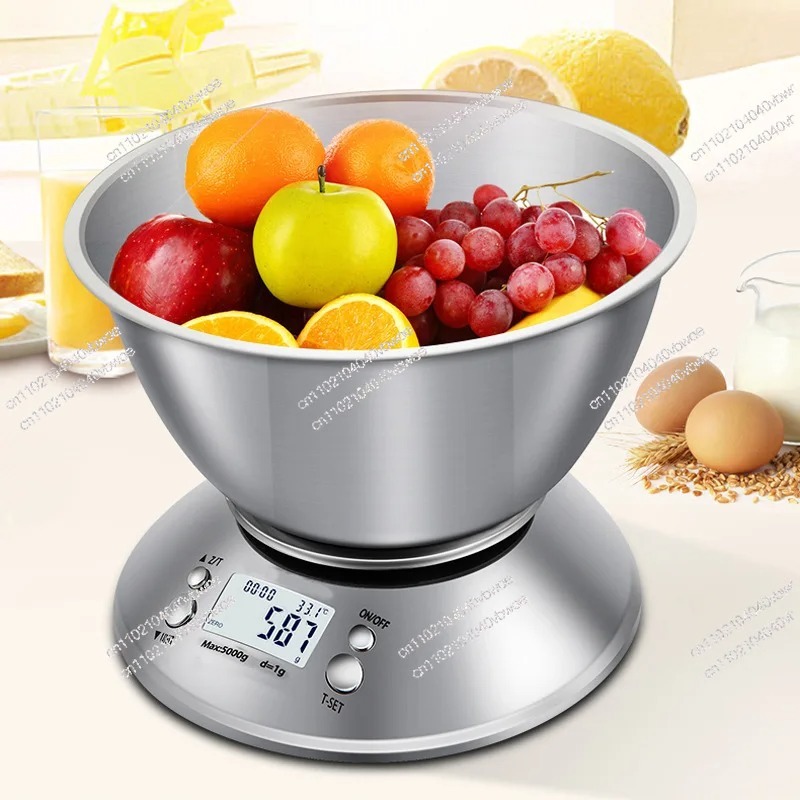 Kitchen Baking Table - ステンレス製キッチンスケール（ボウル付き）5kg/1g電子スケール0.1gベーキングフード用小型卓上スケール