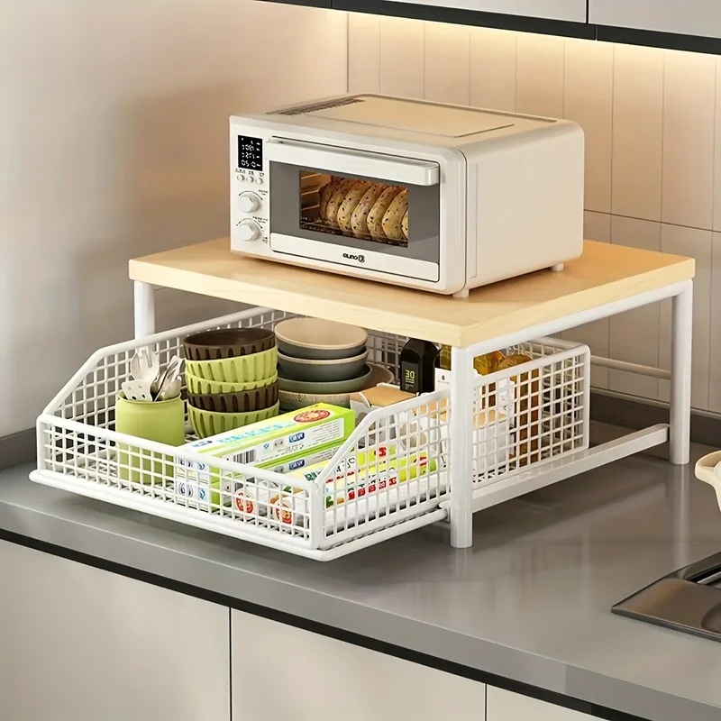 引き出しとベーキングラック付き縦型電子レンジスタンド、多機能 - Kitchen Baking Drawer のレビューと価格
