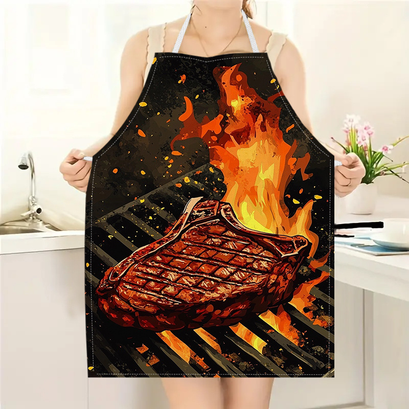 1枚入りBBQステーキエプロン、炎模様プリント入り、キッチン - Kitchen Baking Ideas のレビューと価格
