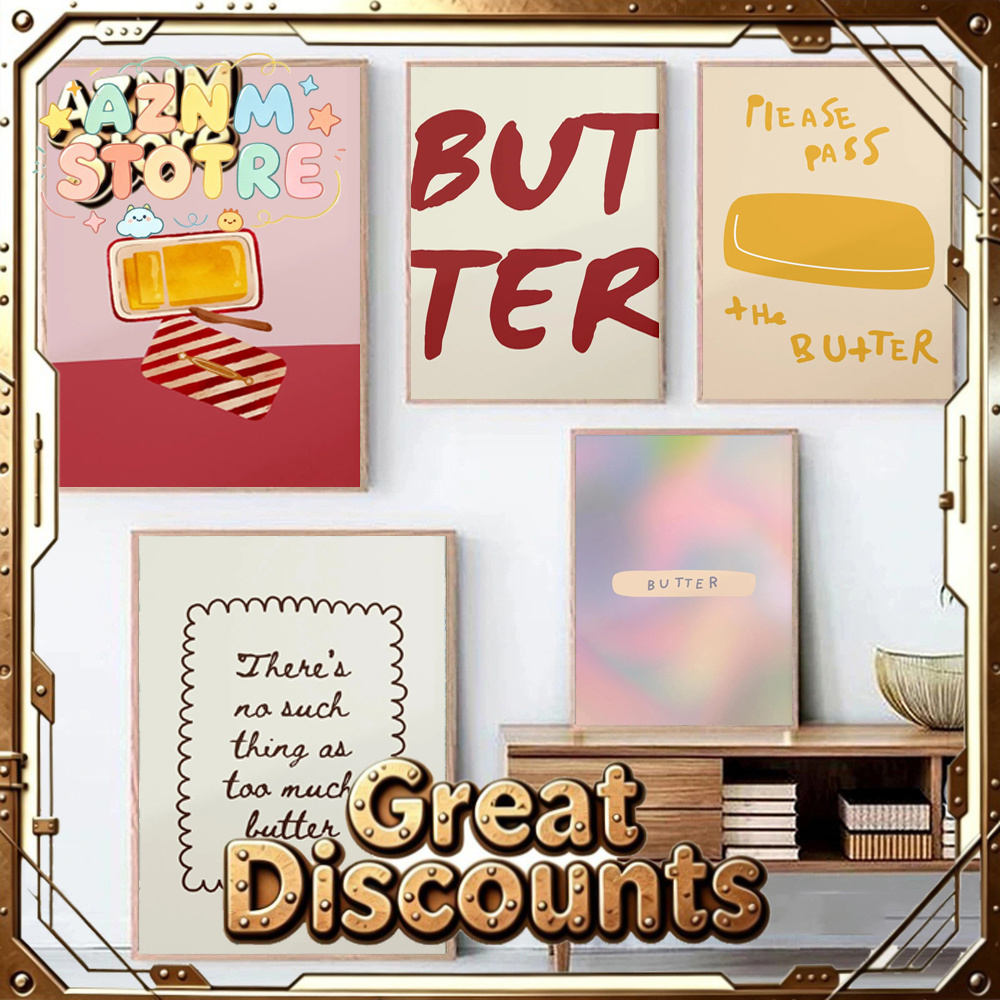 バターポスター1枚 ミニマリストキッチン装飾 キャンバス絵画 - Kitchen Baking Wall Art のレビューと価格