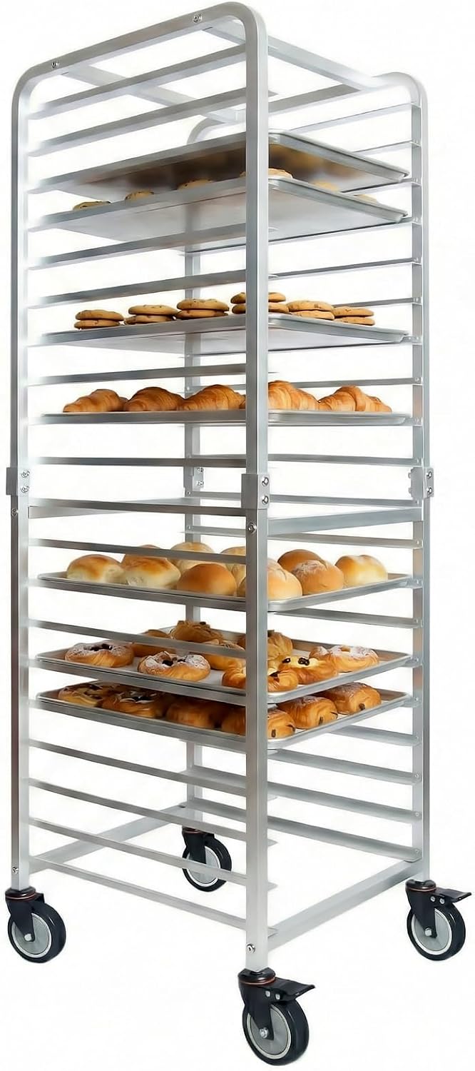 業務用20段ステンレス製シートパンラック（車輪付き）、移動式 - Kitchen Baking Cart のレビューと価格
