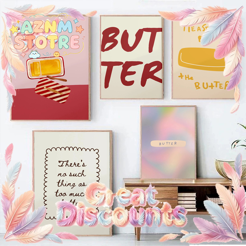 バターポスター1枚 ミニマリストキッチン装飾 キャンバス絵画 - Kitchen Baking Wall Art のレビューと価格