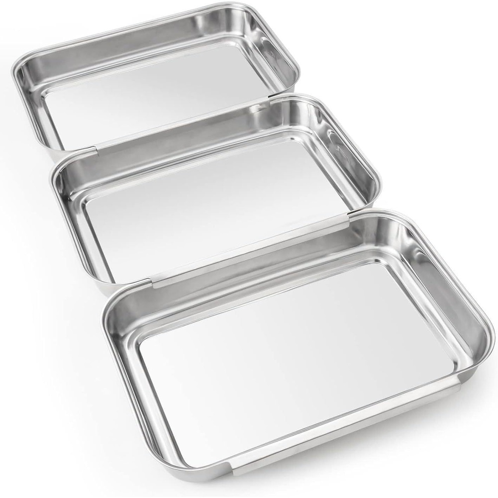 3個セット ステンレス製調味料トレイセット 正方形フードサー - Kitchen Baking Station のレビューと価格